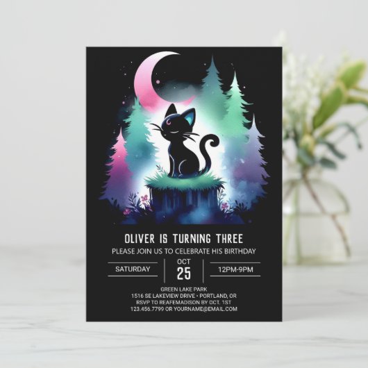 Aangepaste Schattigee kattenverjaardag Kaart (Staand voorkant)