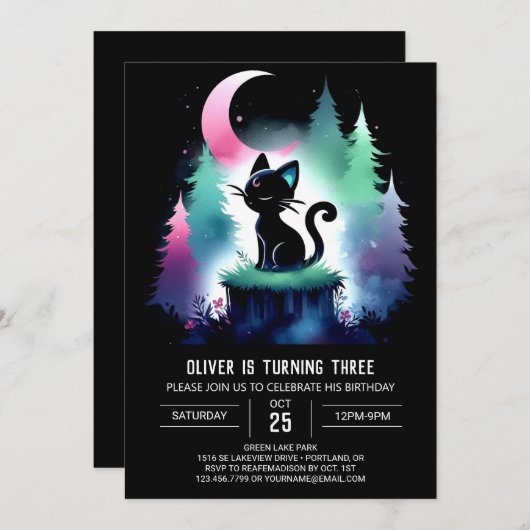 Aangepaste Schattigee kattenverjaardag Kaart (Voorkant / Achterkant)