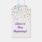 Aangepaste Schattigee Kleurrijke confetti Happy Re Cadeaulabel (Achterkant)