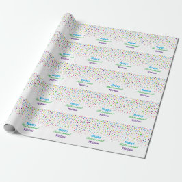 Aangepaste Schattigee kleurrijke Confetti Happy Re Cadeaupapier