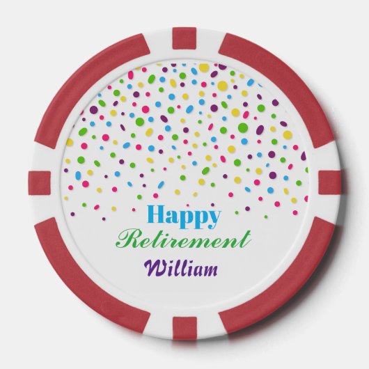 Aangepaste Schattigee kleurrijke Confetti Happy Re Poker Chips (Voorkant)