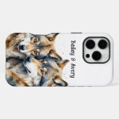 Aangepaste Schattigee Knuffelwolven Paar Liefde Di iPhone Hoesje (Achterkant horizontaal)