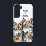 Aangepaste Schattigee Knuffelwolven Paar Liefde Di Samsung Galaxy Hoesje<br><div class="desc">Aangepaste Schattigee Knuffelen Wolf Wolven Paar Liefde natuur Animal Art aan te passen met uw namen</div>