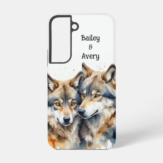 Aangepaste Schattigee Knuffelwolven Paar Liefde Di Samsung Galaxy Hoesje (Achterkant)