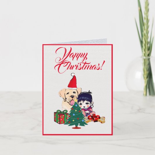 Aangepaste Schattigee labrador hond met klein meis Kaart (Voorkant)