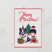 Aangepaste Schattigee labrador hond met meisje ker Bedankkaart (Voorkant / Achterkant)