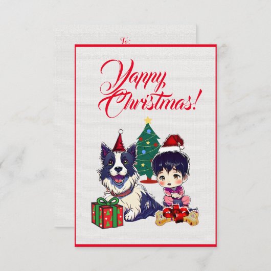 Aangepaste Schattigee labrador hond met meisje ker Bedankkaart (Voorkant / Achterkant)