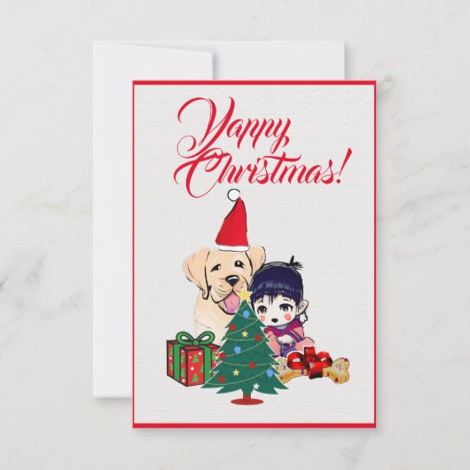 Aangepaste Schattigee labrador hond met meisje Xma Bedankkaart (Voorkant)