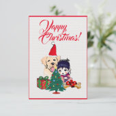 Aangepaste Schattigee labrador hond met meisje Xma Bedankkaart (Staand voorkant)