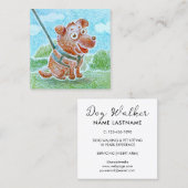 Aangepaste Schattigee Lachende Hond Wandelen Zitti Vierkante Visitekaartje (Voorkant / Achterkant)