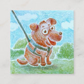 Aangepaste Schattigee Lachende Hond Wandelen Zitti Vierkante Visitekaartje (Voorkant)