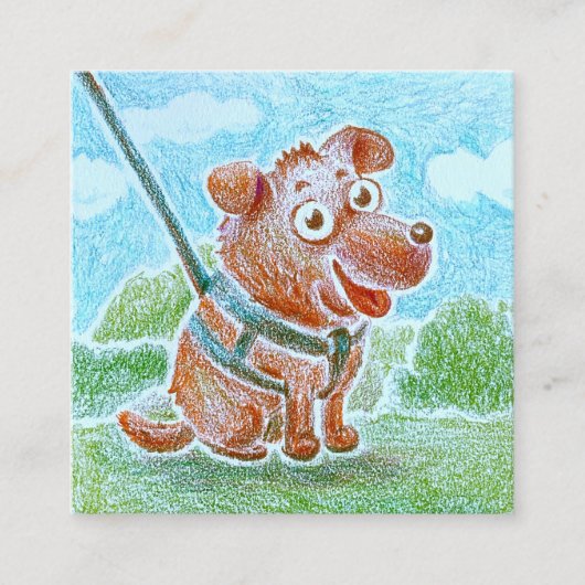 Aangepaste Schattigee Lachende Hond Wandelen Zitti Vierkante Visitekaartje (Voorkant)