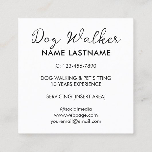 Aangepaste Schattigee Lachende Hond Wandelen Zitti Vierkante Visitekaartje (Achterkant)
