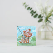 Aangepaste Schattigee Lachende Hond Wandelen Zitti Vierkante Visitekaartje (Staand voorkant)