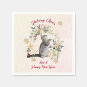 Aangepaste Schattigee Leuke Kat Sneeuwvlokken Groe Servet (Voorkant)