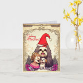 Aangepaste Schattigee Lhasa apsa hond met klein me Kaart (Gele Bloem)