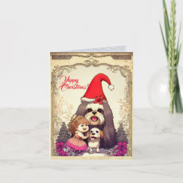 Aangepaste Schattigee Lhasa apsa hond met klein me Kaart