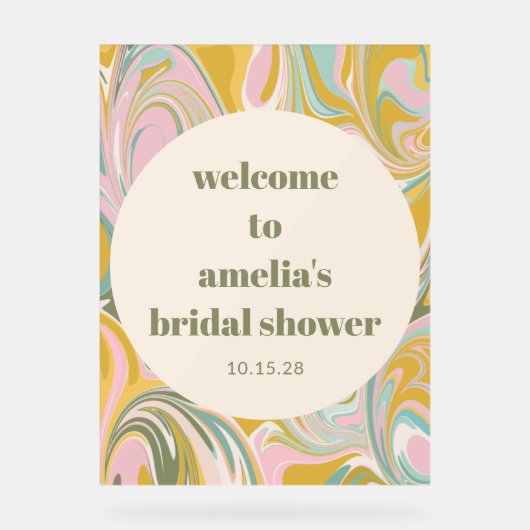 Aangepaste Schattigee Marmerpastel Vrijgezellenfee Acryl Bord (Voorkant)