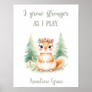 Aangepaste Schattigee Meisjes Eekhoorn Woodland An Poster