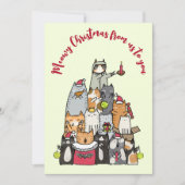 Aangepaste Schattigee Meowy Christmas Cartoon Cats Feestdagenkaart (Voorkant)