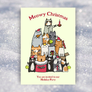 Aangepaste Schattigee Meowy Christmas Cartoon Cats Kaart
