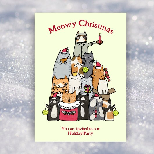 Aangepaste Schattigee Meowy Christmas Cartoon Cats Kaart