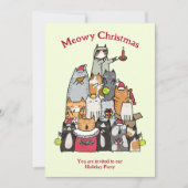 Aangepaste Schattigee Meowy Christmas Cartoon Cats Kaart (Voorkant)