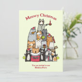 Aangepaste Schattigee Meowy Christmas Cartoon Cats Kaart (Staand voorkant)