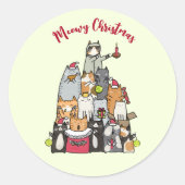 Aangepaste Schattigee Meowy Christmas Cartoon Cats Ronde Sticker (Voorkant)