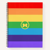 Aangepaste Schattigee Modern Monogram Rainbow Prid Notitieboek (Voorkant)