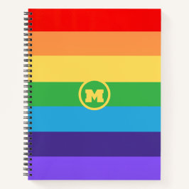 Aangepaste Schattigee Modern Monogram Rainbow Prid Notitieboek