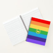 Aangepaste Schattigee Modern Monogram Rainbow Prid Notitieboek (Binnen)