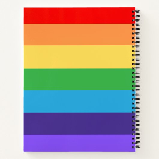 Aangepaste Schattigee Modern Monogram Rainbow Prid Notitieboek (Achterkant)