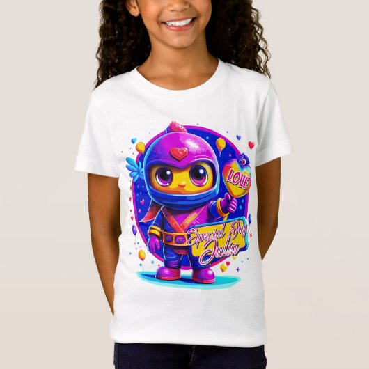 Aangepaste Schattigee Ninja Kinder! Speciale dagen T-shirt (Voorkant)