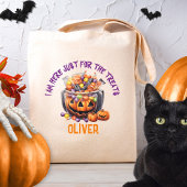 Aangepaste Schattigee Oranje Paarse Pompoen Hallow Tote Bag