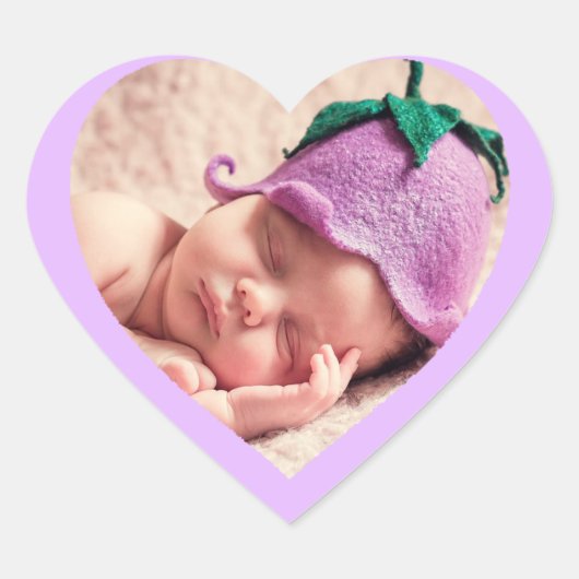Aangepaste Schattigee Paarse hart vormige Baby fot Sticker (Voorkant)