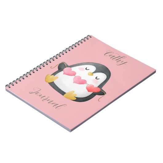 Aangepaste Schattigee Penguin Journal Modern Notit Notitieboek (Linkerzijde)