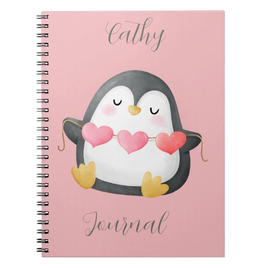 Aangepaste Schattigee Penguin Journal Modern Notit Notitieboek (Voorkant)