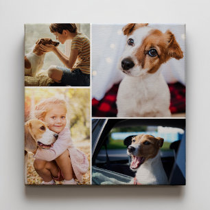 Aangepaste Schattigee Pet Dog Cat Familie Fotocoll Canvas Afdruk