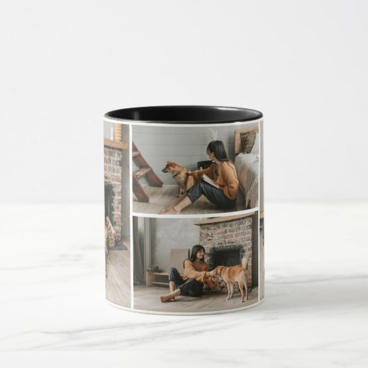 Aangepaste Schattigee Pet Dog Foto's Collage Coffe Mok (Midden)