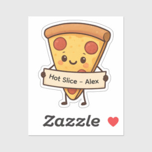 Aangepaste Schattigee Pizza Slice Sticker – gepers
