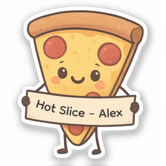 Aangepaste Schattigee Pizza Slice Sticker – gepers (Voorkant)