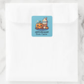Aangepaste Schattigee Pompoen Spice Halloween Trak Vierkante Sticker (Tas)