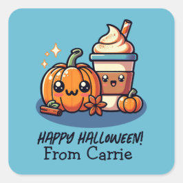 Aangepaste Schattigee Pompoen Spice Halloween Trak Vierkante Sticker