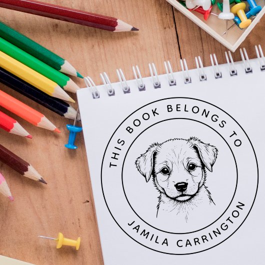Aangepaste Schattigee puppy Dit boek behoort tot d Rubberstempel
