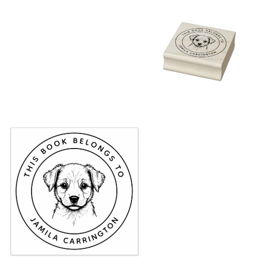 Aangepaste Schattigee puppy Dit boek behoort tot d Rubberstempel (Gestempeld)