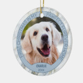 Aangepaste Schattigee puppy foto op chique grijs b Keramisch Ornament (Links)
