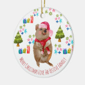 Aangepaste Schattigee Quokka Aussie Kerst Keramisch Ornament (Links)