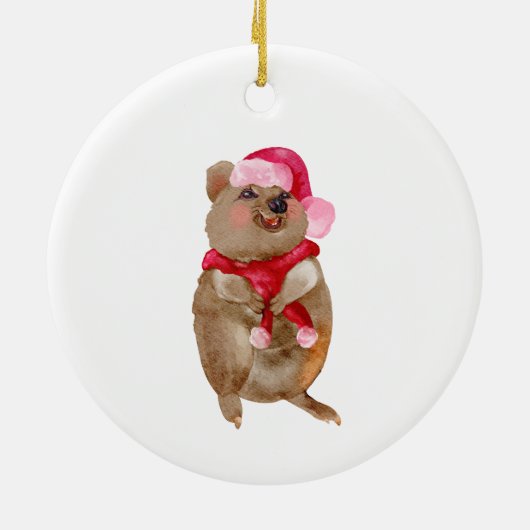 Aangepaste Schattigee Quokka Aussie Kerst Keramisch Ornament (Achterkant)