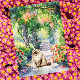 Aangepaste Schattigee Ragdoll Cat Summer Garden Ve Kaart